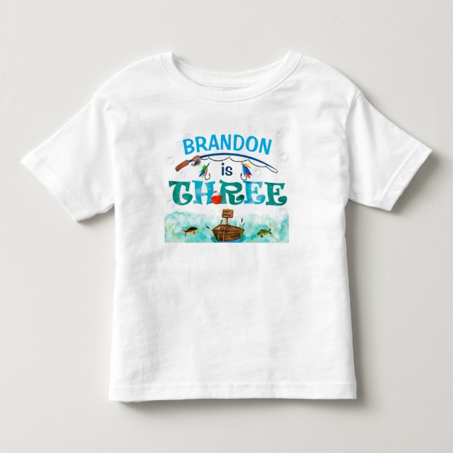 O-fish-ally fishing little fisherman 3rd birthday  toddler t-shirt (Front)