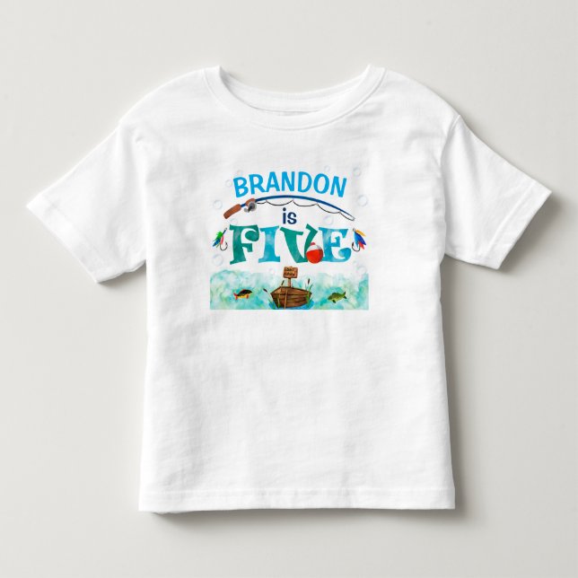 O-fish-ally fishing little fisherman 5th birthday toddler t-shirt (Front)