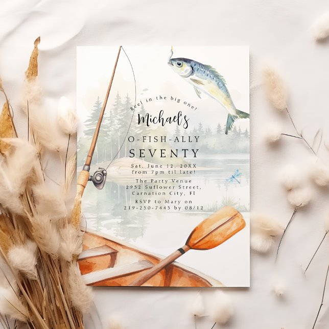 O-Fish-Ally Fishing Themed 70th Birthday Party Invitation (Creator Uploaded)