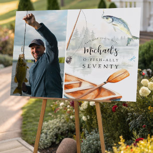 O-Fish-Ally Fishing Themed 70th Photo Birthday Foam Board