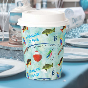 O-Fish-ally, Fishing themed boy 1st birthday Paper Cups