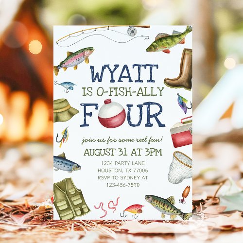 O-Fish-Ally Four Fishing 4th Birthday Invitation