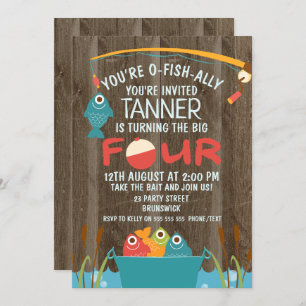 O-Fish-ally Four Fishing Birthday Invitation
