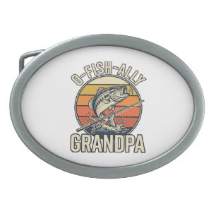 O-Fish-Ally Grandpa Fishing Vintage Shirt Design_1 Belt Buckle