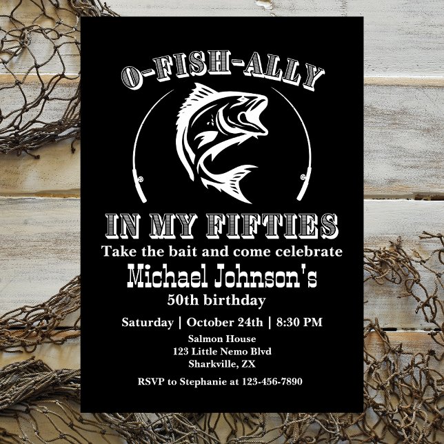 O-fish-ally In my Fifties 50th Birthday Party Invitation (Creator Uploaded)