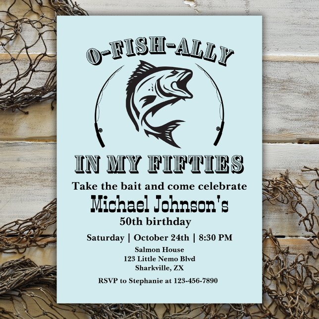 O-fish-ally In my Fifties 50th Birthday Party Invitation (Creator Uploaded)