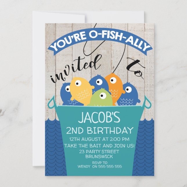 O-Fish-ally Invited Boy's Birthday Invitation (Front)