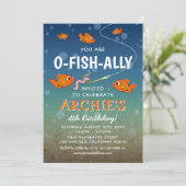 O-Fish-Ally Kids Fishing Themed Birthday Party Invitation (Standing Front)