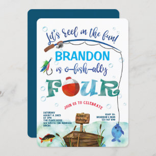 O-fish-Ally, Little Fisherman, Fishing 4th birthd Invitation