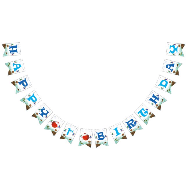 O-fish-ally Little fisherman Fishing Birthday Bunting Flags (All)