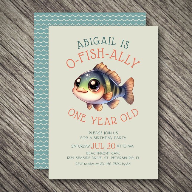 O-fish-ally One 1st or Any Age Birthday Invitation (Creator Uploaded)