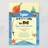 Editable Fishing Birthday Evite Fishing Party O-Fish-Ally The Big One -  Design My Party Studio