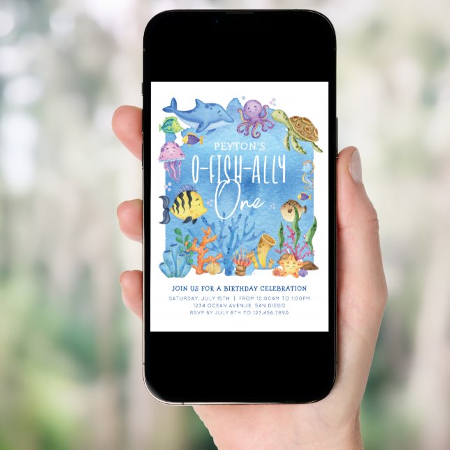 O-fish-ally One Birthday Invitation for Any Age (Front Digital)