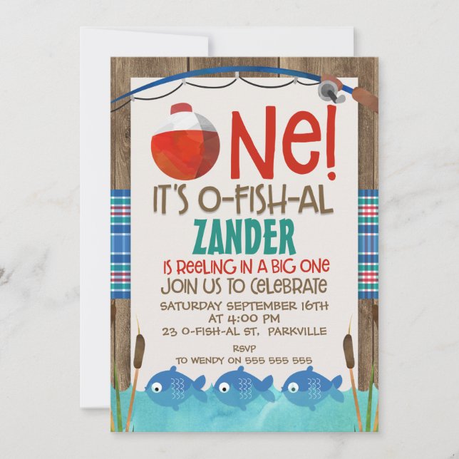 O fish ally one birthday party invitation (Front)