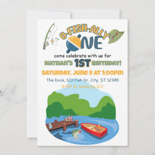 O-FISH-ALLY ONE birthday party Invitation