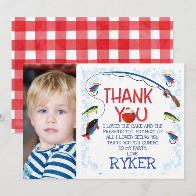 O-fish-ally one birthday thank you card (Front/Back)