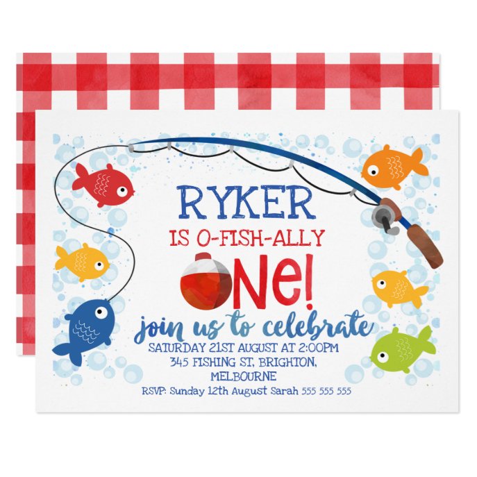 O-fish-ally one bobber birthday invitation