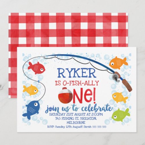 O-fish-ally one bobber birthday invitation