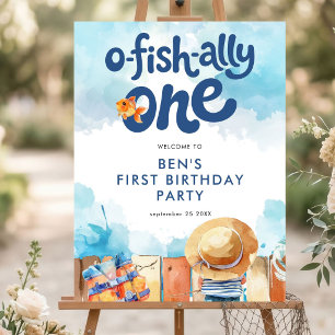 O-fish-ally One Fisherman Boy Welcome 1st Birthday Foam Board