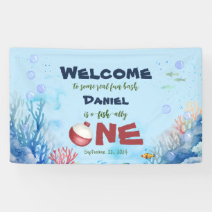 O-fish-ally One Fishing 1st Birthday Banner Sign