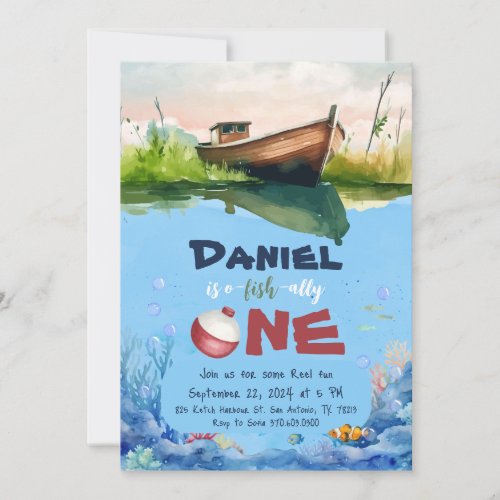 O-fish-ally One Fishing 1st Birthday Invitation