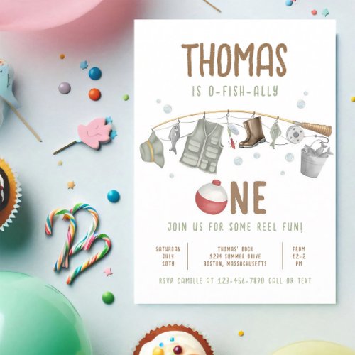 O-Fish-Ally One Fishing 1st Birthday Invitation