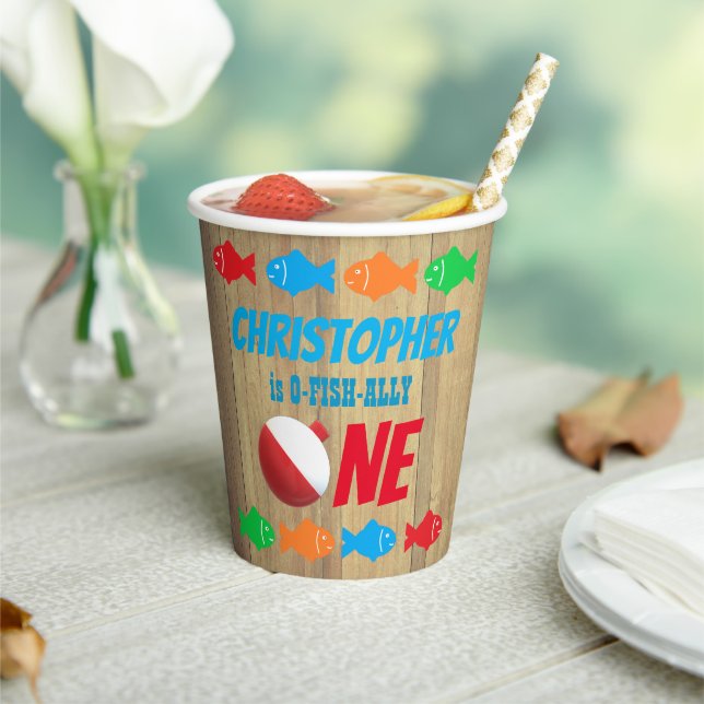 O-Fish-Ally One Fishing 1st Birthday Paper Cups (Insitu)