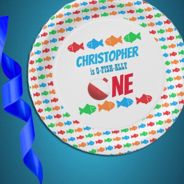 O-Fish-Ally One Fishing 1st Birthday Paper Plates (Creator Uploaded)