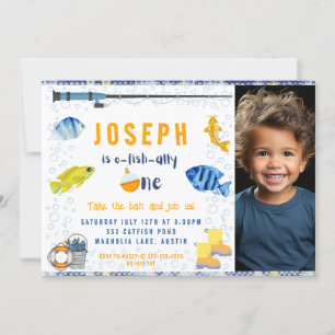 O Fish Ally One Fishing 1st Birthday Photo Invitation