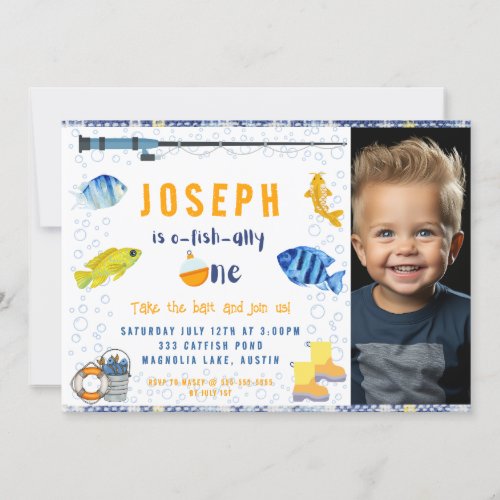 O Fish Ally One Fishing 1st Birthday Photo Invitation