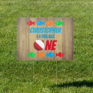 O-Fish-Ally One Fishing 1st Birthday Sign
