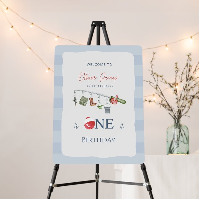 O-fish-ally one fishing 1st birthday welcome sign (In Situ (Stand))