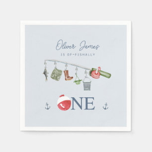 O-fish-ally one fishing 1st boy birthday napkins