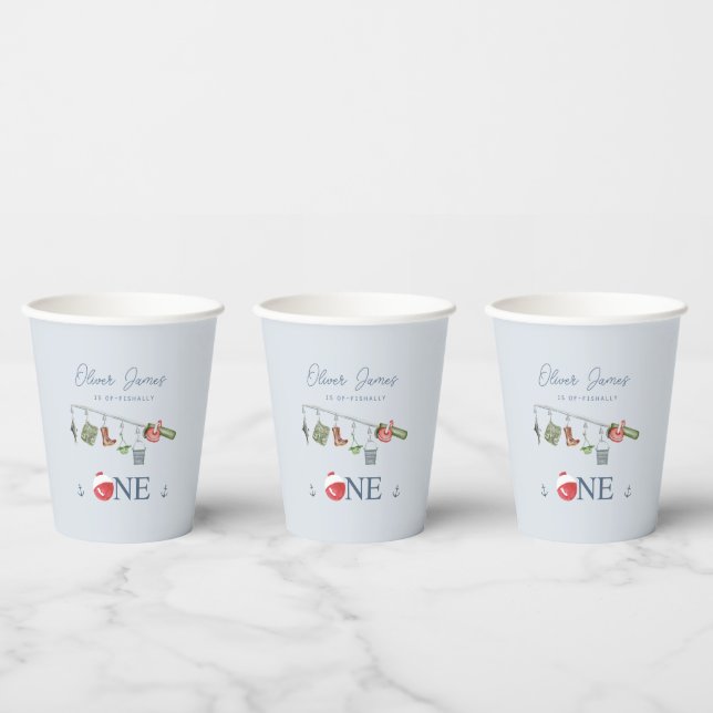 O-fish-ally one fishing 1st boy birthday paper cups (Multi)