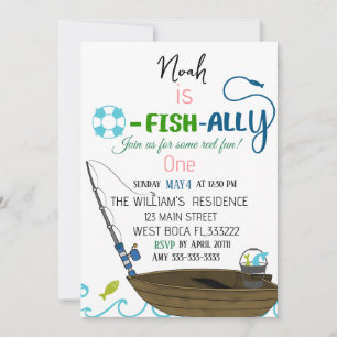 O-Fish-Ally One Fishing  Birthday invitation