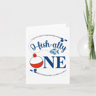O-fish-ally One Fishing Boy First Birthday Ofishal Card