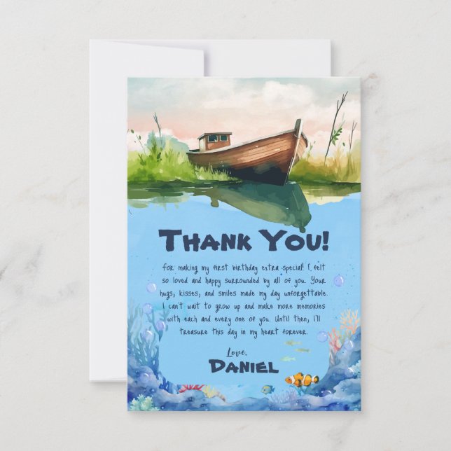 O-fish-ally One Fishing Flat Thank You Card (Front)