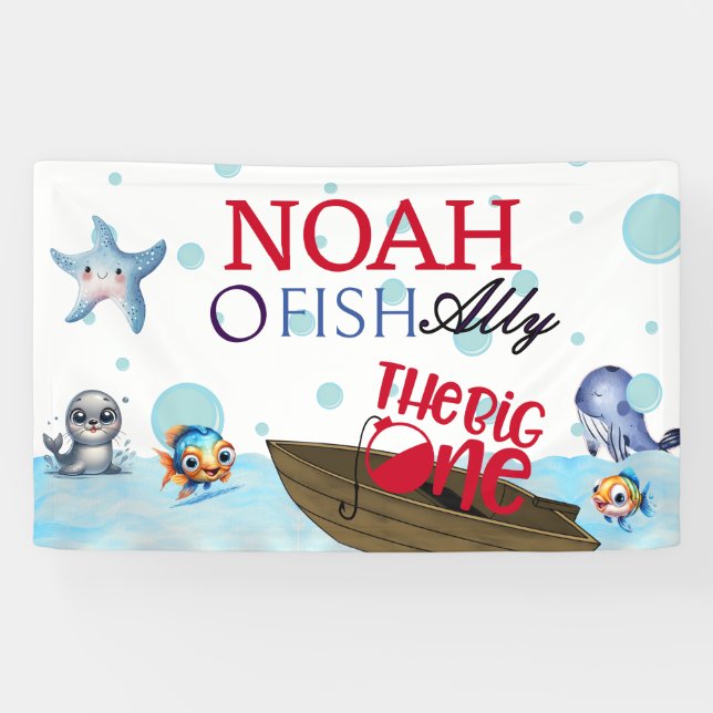O-fish-ally One, Fishing For the Big One Birthday Banner (Horizontal)