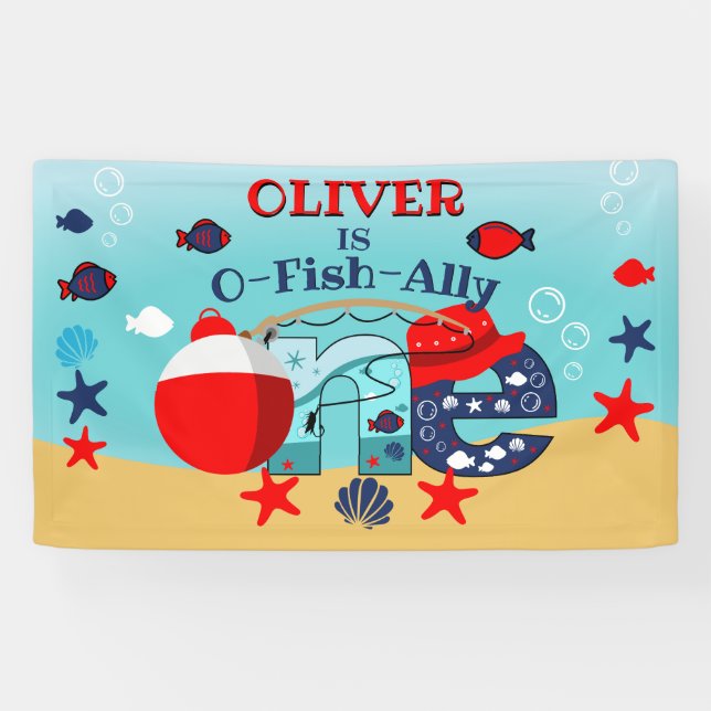 O-fish-ally One | I'M The Big ONE | First Birthday Banner (Horizontal)