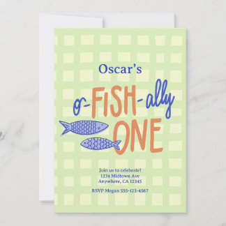 o-FISH-ally ONE Kids Party Invitation