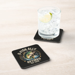 O-Fish-Ally Retired 2026 Fisherman Fishing Beverage Coaster