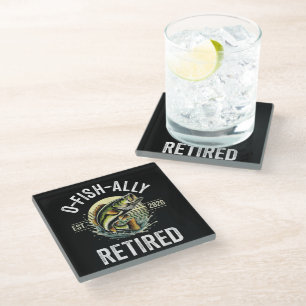 O-Fish-Ally Retired 2026 Fisherman Fishing Glass Coaster