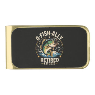 O-Fish-Ally Retired 2026 Fisherman Fishing Gold Finish Money Clip