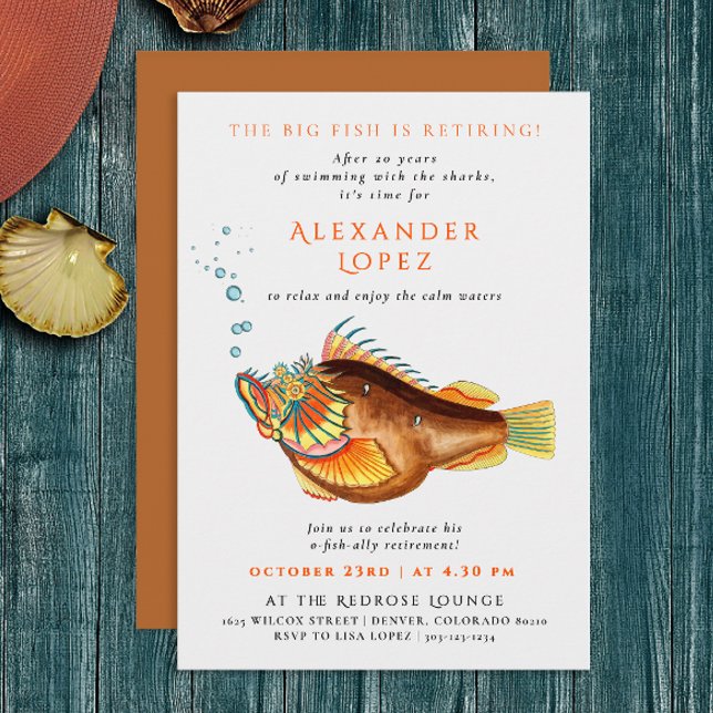 O-fish-ally Retired Retro Color Fish Illustration Invitation (Creator Uploaded)