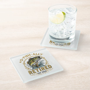 O Fish Ally Retired Since 2026 Fishing Retirement Glass Coaster