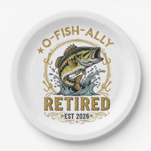 O Fish Ally Retired Since 2026 Fishing Retirement Paper Plates
