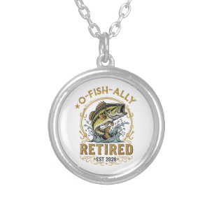 O Fish Ally Retired Since 2026 Fishing Retirement Silver Plated Necklace