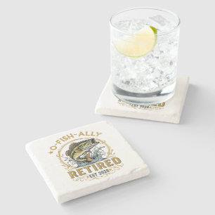O Fish Ally Retired Since 2026 Fishing Retirement Stone Coaster
