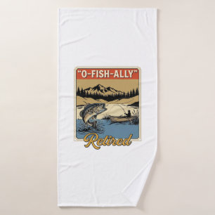 O-Fish-Ally Retired Vintage Fishing Shirt Design_1 Bath Towel