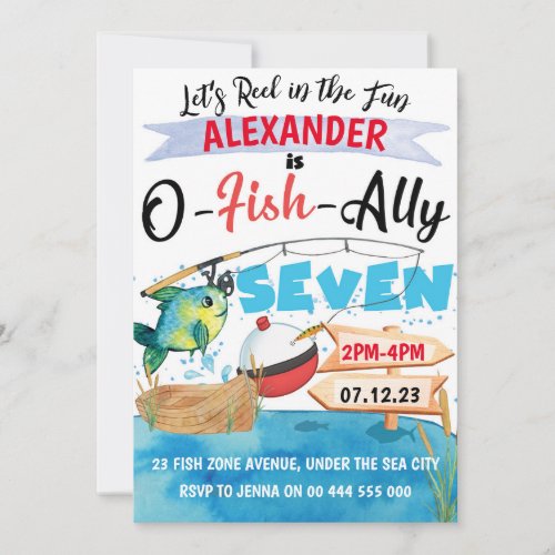 O_Fish_Ally Seven Fishing 7th Birthday Boy Invitation